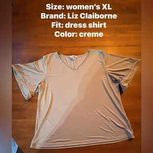 Liz Claiborne Women's Beige V-Neck Blouse